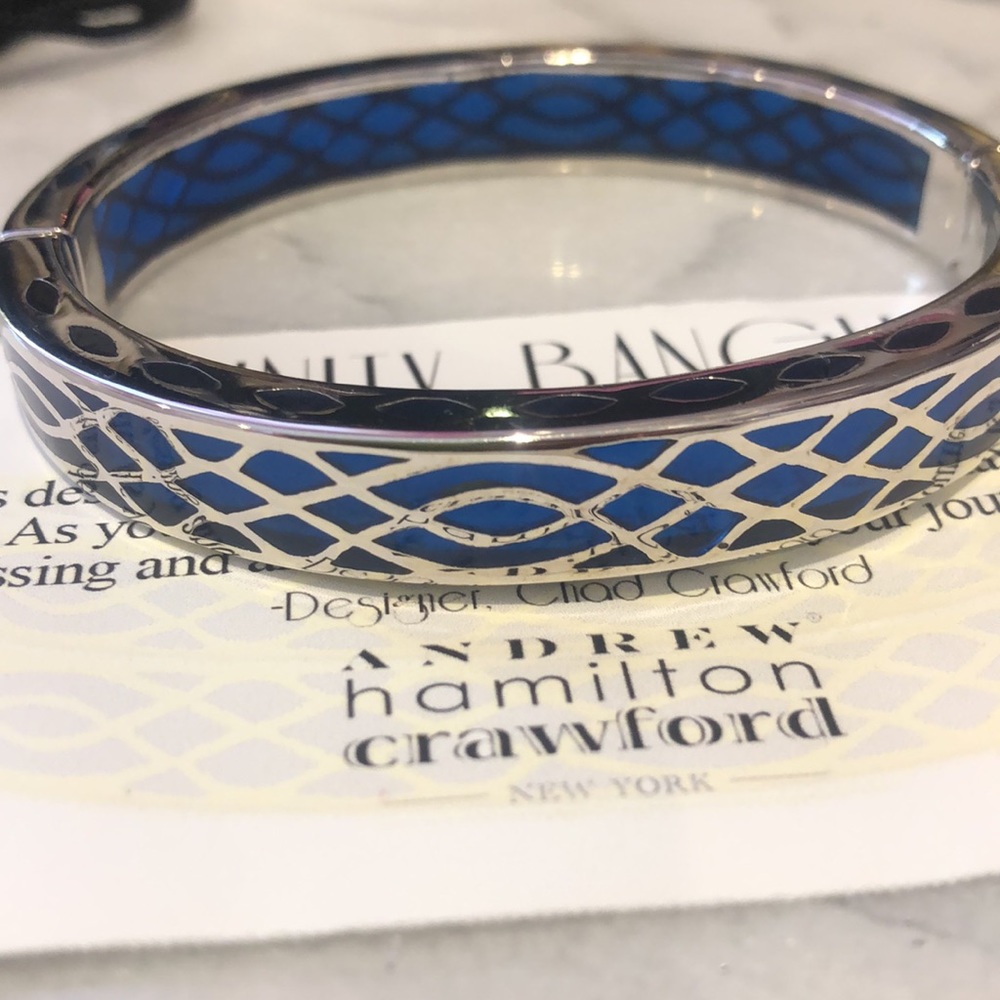 Andrew Hamilton Crawford Infinity Blue/Silver Hinged Bracelet-Boutique
